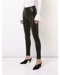 Pantalon slim en cuir noir Veronica Beard