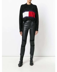 Pantalon slim en cuir noir Hilfiger Collection