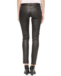 Pantalon slim en cuir noir