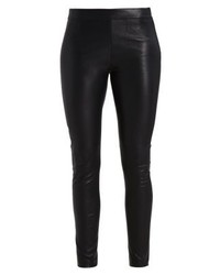 Pantalon slim en cuir noir Tommy Hilfiger