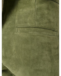 Pantalon slim en cuir olive Isabel Marant