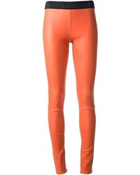 Pantalon slim en cuir orange Drome