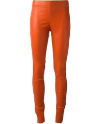 Pantalon slim en cuir orange Joseph