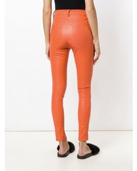 Pantalon slim en cuir orange Manokhi