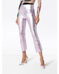 Pantalon slim en cuir rose Sprwmn