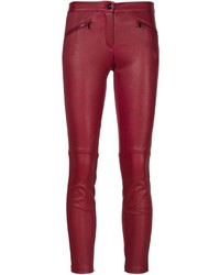 Pantalon slim en cuir rouge Barbara Bui