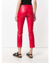 Pantalon slim en cuir rouge Theory