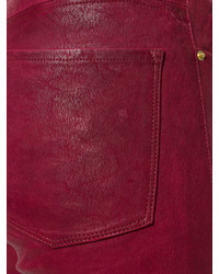 Pantalon slim en cuir rouge Frame