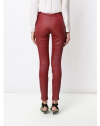 Pantalon slim en cuir rouge Tufi Duek