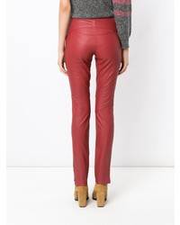 Pantalon slim en cuir rouge Lilly Sarti