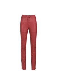 Pantalon slim en cuir rouge Lilly Sarti