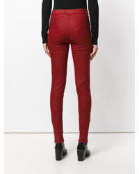 Pantalon slim en cuir rouge Isabel Benenato