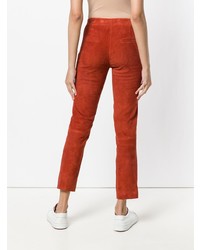 Pantalon slim en cuir rouge Arma