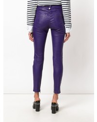 Pantalon slim en cuir violet Unravel Project