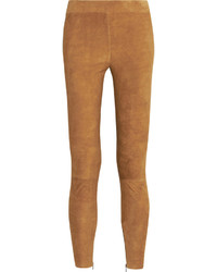 Pantalon slim en daim marron clair