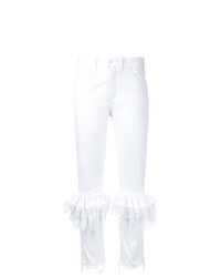 Pantalon slim en dentelle blanc Preen by Thornton Bregazzi