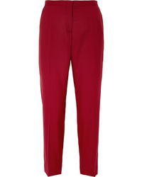 Pantalon slim en laine bordeaux