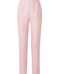 Pantalon slim en laine rose