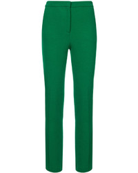 Pantalon slim en laine vert Oscar de la Renta