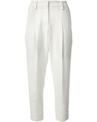 Pantalon slim en soie blanc Brunello Cucinelli