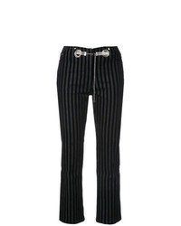 Pantalon slim en velours à rayures verticales noir