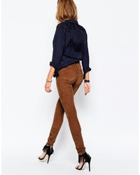 Pantalon slim en velours côtelé marron Blank NYC