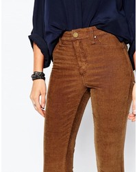 Pantalon slim en velours côtelé marron Blank NYC