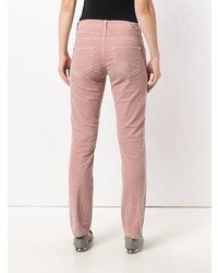 Pantalon slim en velours côtelé rose Cambio