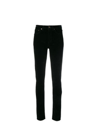 Pantalon slim en velours noir Saint Laurent