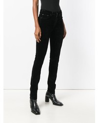 Pantalon slim en velours noir Saint Laurent