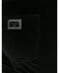 Pantalon slim en velours noir Dolce & Gabbana