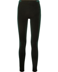 Pantalon slim en velours vert foncé