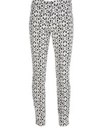 Pantalon slim géométrique blanc et noir Diane von Furstenberg
