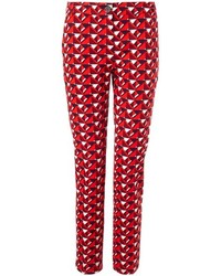 Pantalon slim géométrique rouge