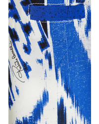 Pantalon slim imprimé blanc et bleu Roberto Cavalli
