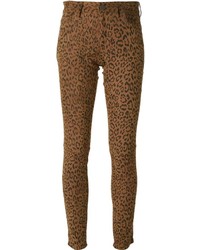 Pantalon slim imprimé léopard marron clair Lapis