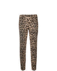 Pantalon slim imprimé léopard marron