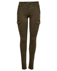 Pantalon slim marron foncé Only