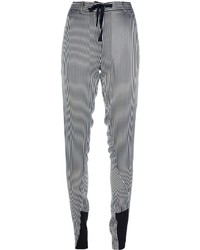 Pantalon style pyjama à rayures verticales blanc et noir Ann Demeulemeester
