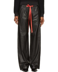 Pantalon style pyjama en cuir noir Alexander Wang