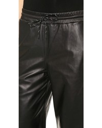 Pantalon style pyjama en cuir noir Alexander Wang