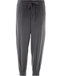 Pantalon style pyjama en soie gris