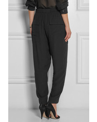 Pantalon style pyjama en soie noir Isabel Marant