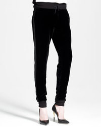 Pantalon style pyjama en velours noir