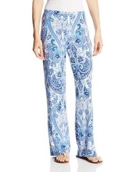 Pantalon style pyjama imprimé cachemire bleu