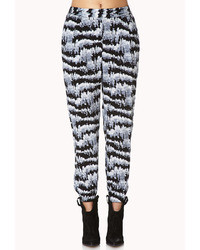 Pantalon style pyjama imprimé gris