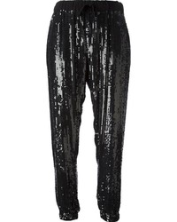 Pantalon style pyjama pailleté noir P.A.R.O.S.H.