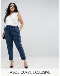 Pantalon tressé bleu marine