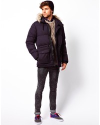 Parka bleu marine Asos