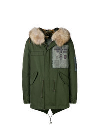 Parka brodée vert foncé